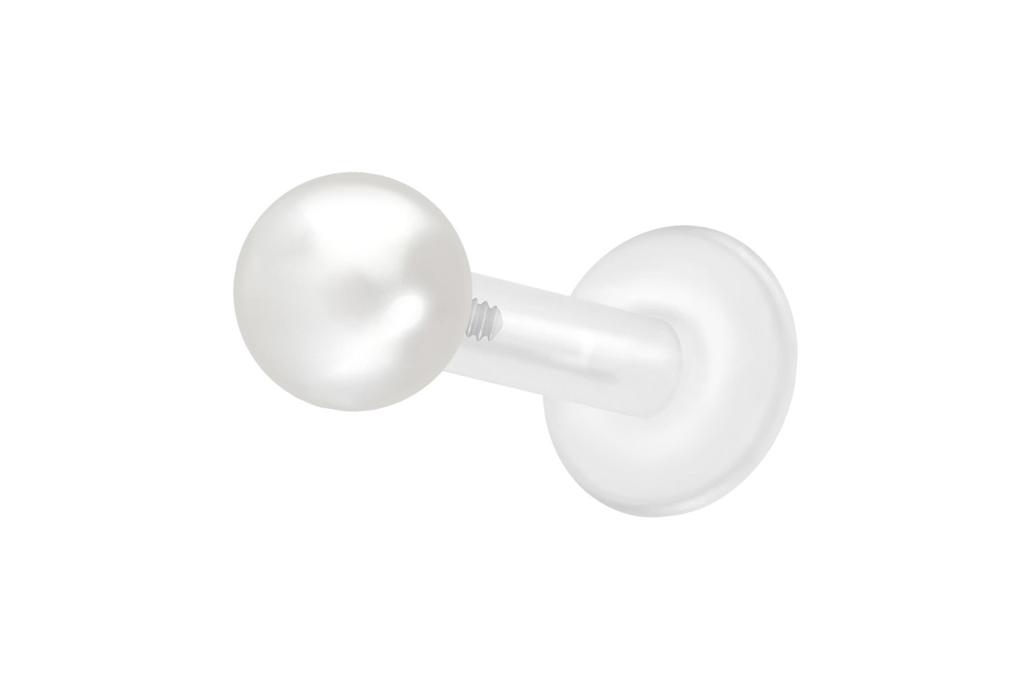 PTFE Labret Piercing mit Innengewinde + Titan-Aufsatz SYNTHETISCHE PERLE